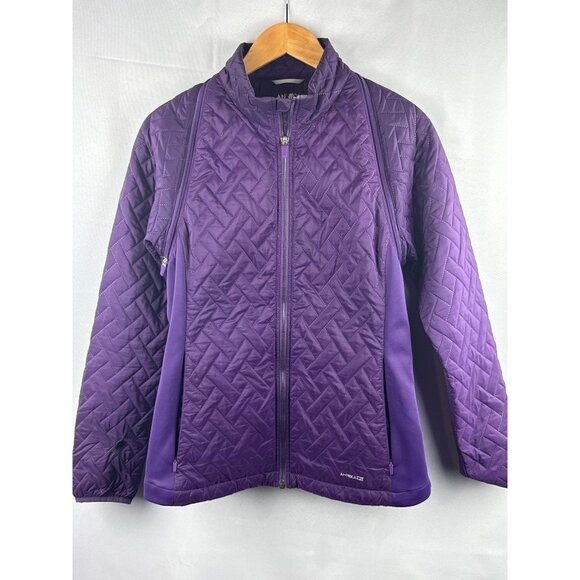 Annika Cutter & Buck Womens Convertible Jacket/Vest M Purple Quilted WeatherTec - Picture 1 of 6